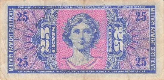 USA MPC Series 541 p.M38 25 Cents 1958 F